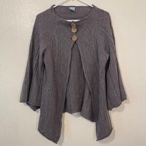 Avita Cashmere Wool Cotton Silk Gray Button Open Sweater Size Medium